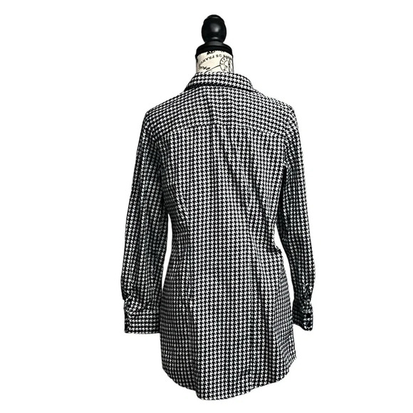 Chicos Houndstooth Ponte Knit Button Up Shirt Womens Tunic Classic Preppy Sz 0 - Picture 4 of 7